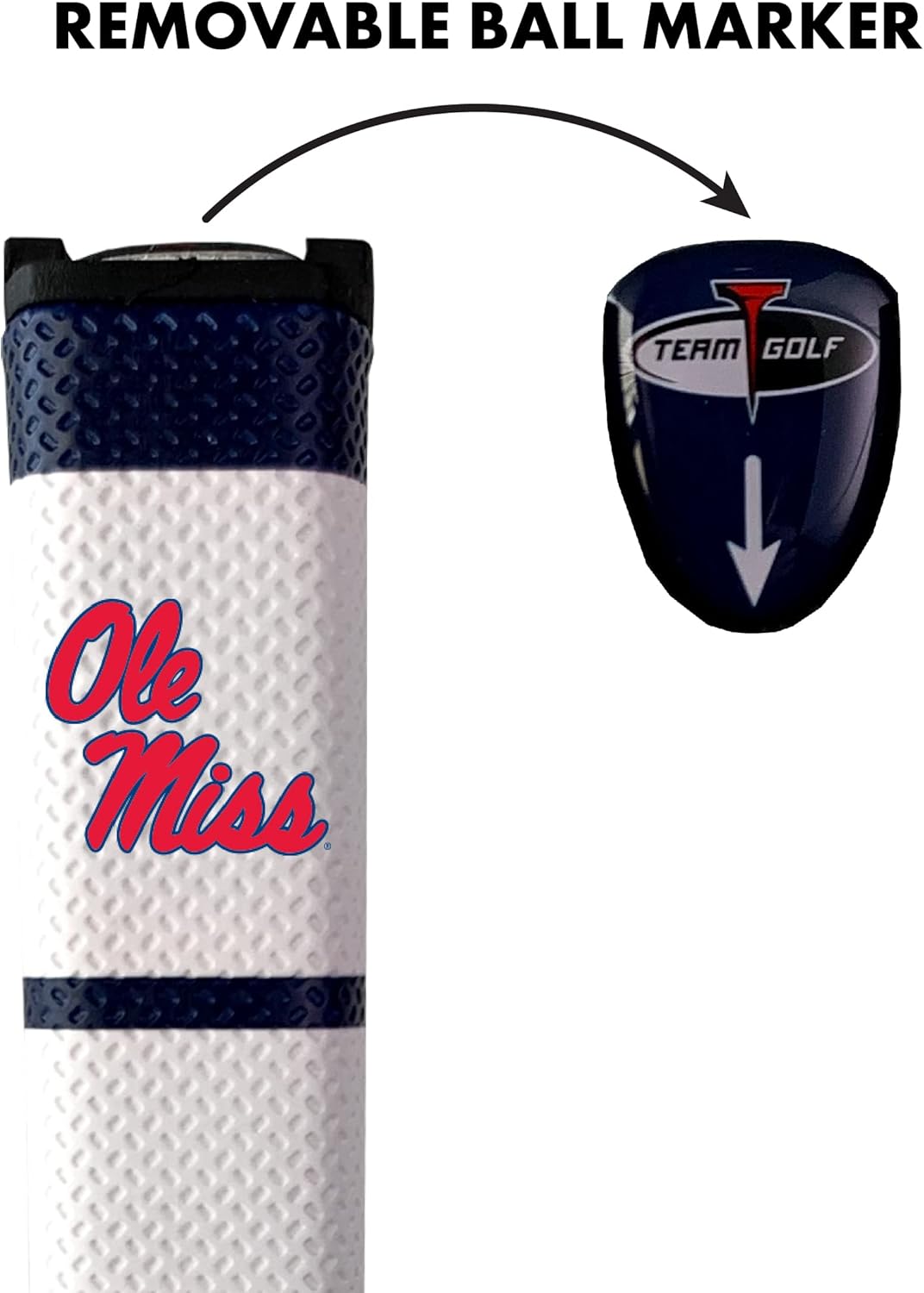 Team Golf NCAA MISSISSIPPI Golf Putter Grip Team Golf NCAA Golf Putter Grip (Multi Colored) with Removable Ball Marker, Durable Wide Grip & Easy to Control