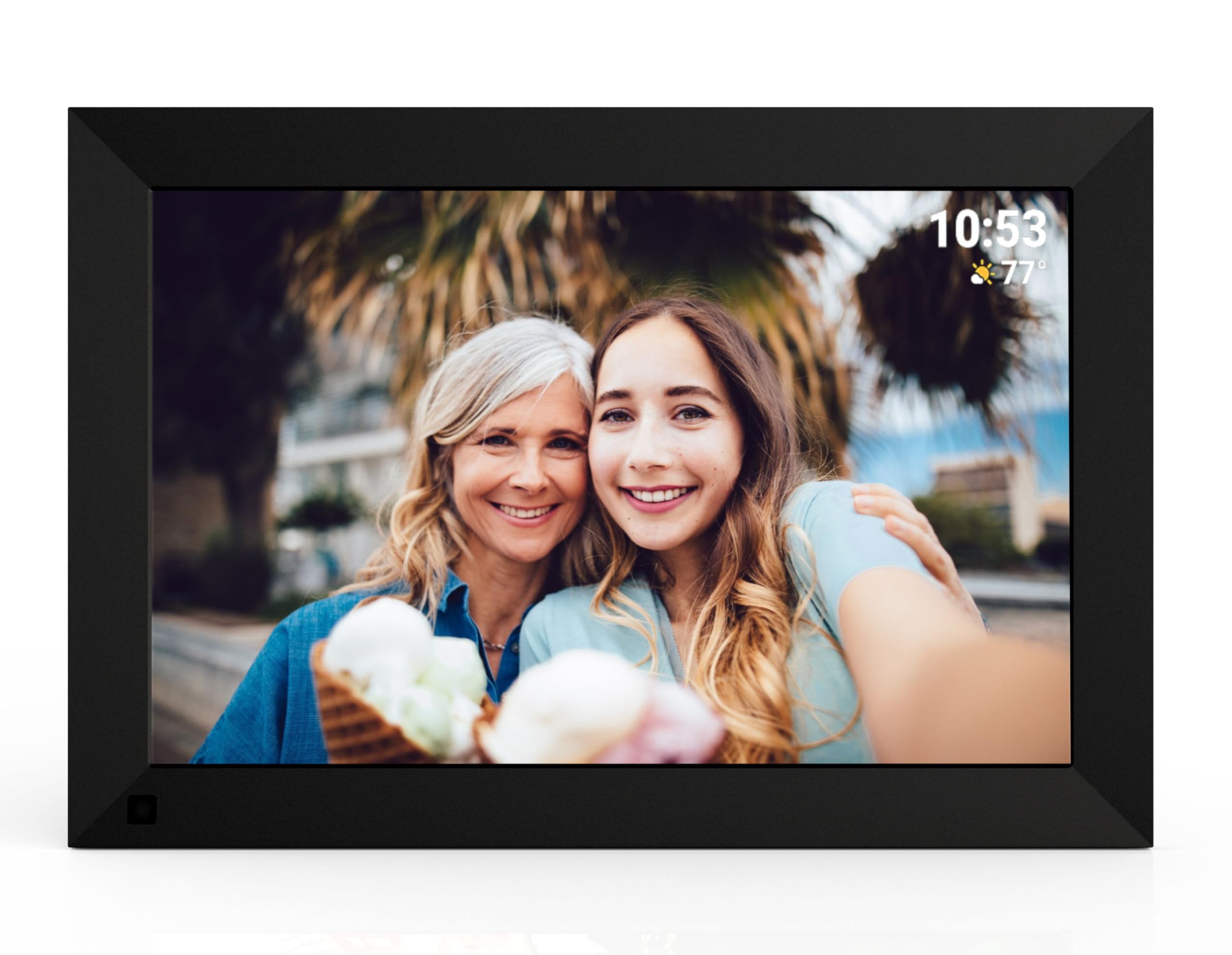 Cytem Cadre photo numérique 10,1" avec Wi-Fi et frameo, anti-reflet, mat, mémoire 32 Go, détecteur de mouvement, image, cadre photo électronique, écran tactile IPS 1280 x 800, noir