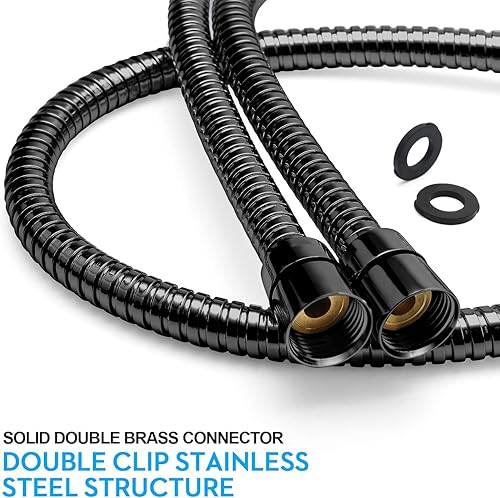 Miniatura 9 de Blissland Manguera de ducha, manguera de mano de acero inoxidable extra larga de 69 pulgadas con inserto de latón y tuerca, duradera y flexible