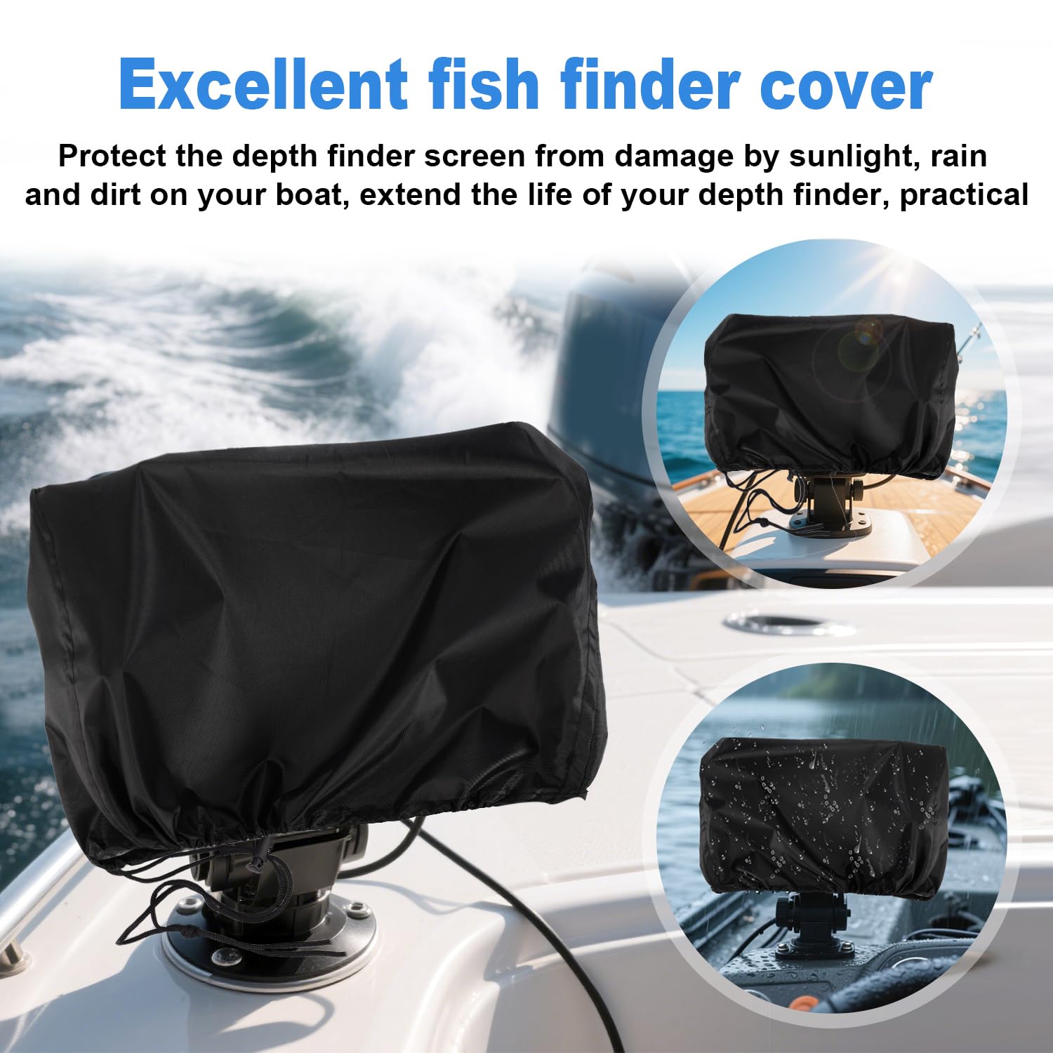 Cubierta del Buscador de Peces for Lowrance Humminbird de, Impermeable Tela Oxford 210D Funda Protección con Revestimiento Plateado y Cordón para Proteger la Pantalla y el Dispositivo