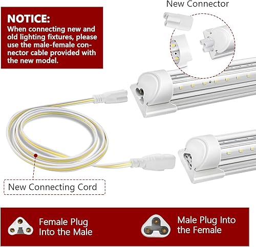 Miniatura 4 de Paquete de 8 luces LED de crecimiento de 2 pies, 192 W (8 x 24 W), luces de cultivo de espectro completo de alta intensidad con alto valor PPFD