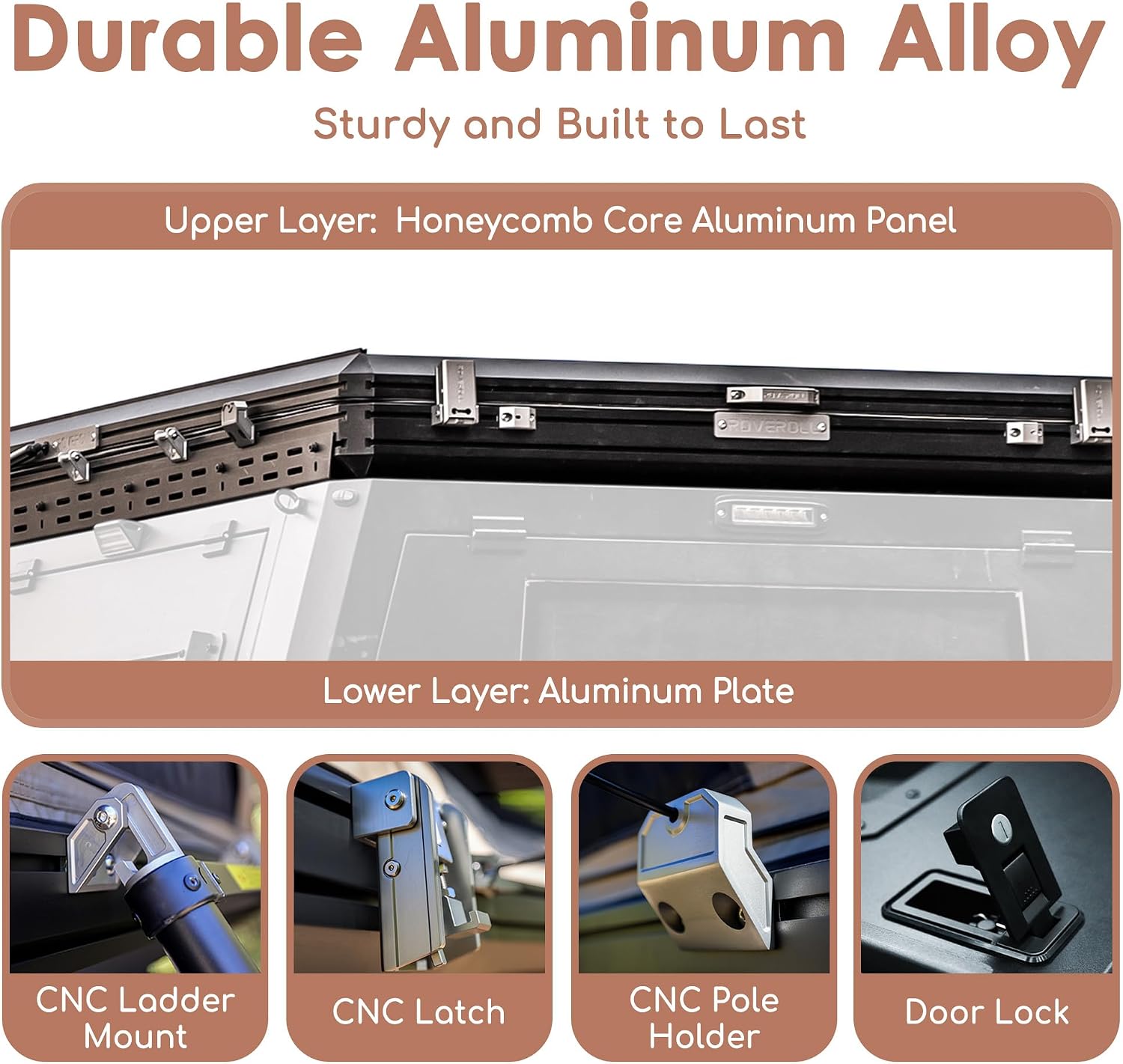 Truck Canopy with Rooftop Tent, Hardshell Hard Shell Roof Top Tent and Camper Shell Cap, with LED Light Strip, USB Charing Station, Aluminium Telescopic Ladder, Memory Mattres