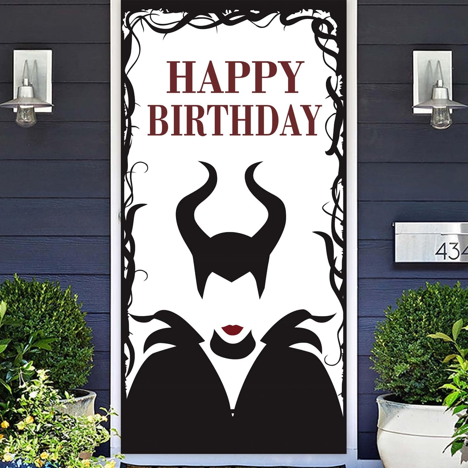 Black Witch Happy Birthday Banner Backdrop Background Photo Booth Props Villains Mistress of Evil Dark Fairytales Theme Decor for Girl Queen 1st Birthday Party Baby Shower Favors Supplies Decorations