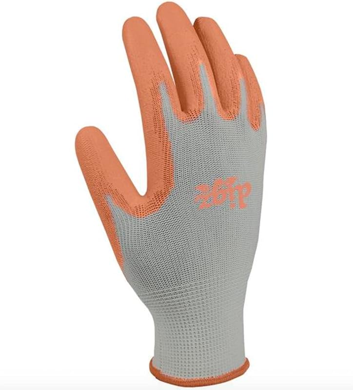 Guantes de jardín de punto elástico, grandes, 1 par, gris y naranja