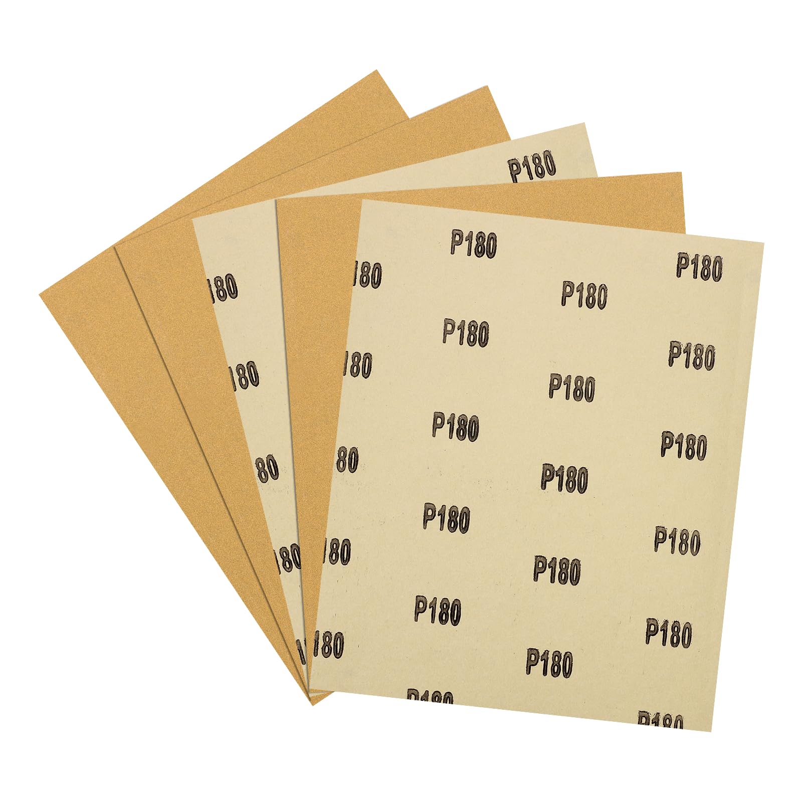 Kozelo 5pcs Sand Papers - [229 x 279mm x 180 Grits] Sandpaper Sheets for Metal Auto Wood Polishing and Scratches Removing, Alumina Abrasive Gold