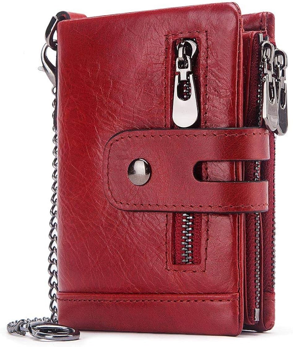 Lzc portafoglio da uomo rosso porta carte di credito in pelle con blocco rfid 6984465655309