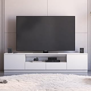 Rack para TV até 85 Polegadas 100% MDF 200cm 2 Portas 2 Gavetas Liz Yescasa Branco