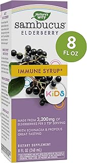 Nature's Way Sambucus Elderberry Immune Syrup for Kids with Echinacea & Propolis, Immune Support*, Berry Flavored, 8 Fl. Oz.
