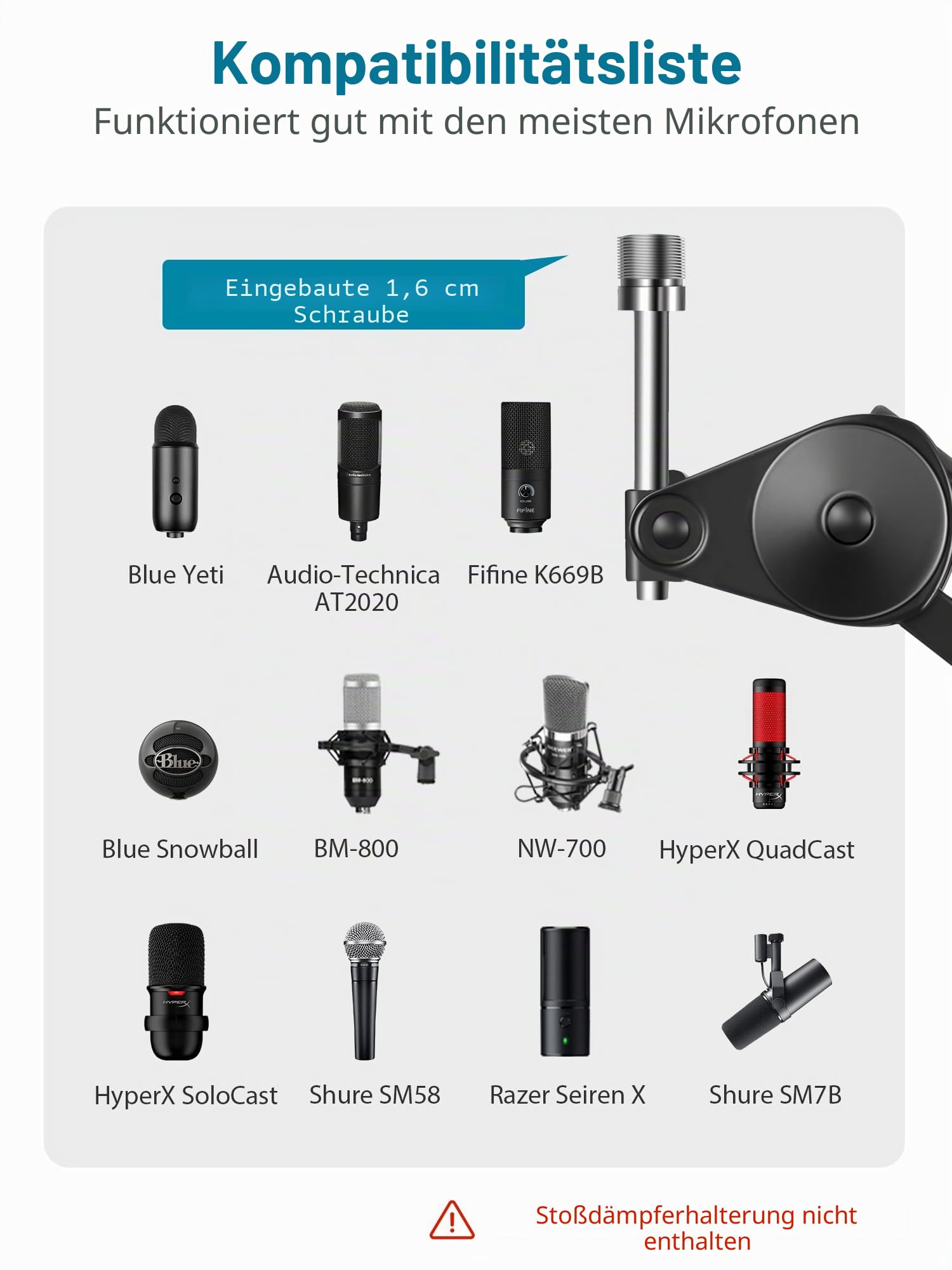InnoGear Mikrofonarm Tischhalterung Mikrofonständer Galgenarm für Blue Yeti, groß | Leise, professionell, 1,6 kg Tragkraft, passend für Fifine, 71,1 cm ausziehbar, für schwere Mikrofone, verstellbare Winkel