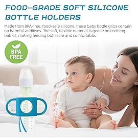TonGass (3-Pack) TonGass Universal Fit Baby Bottle Holders with Easy Grip Handles for Babies to Hold Their Own Bottle - BPA-Free Soft Silicone