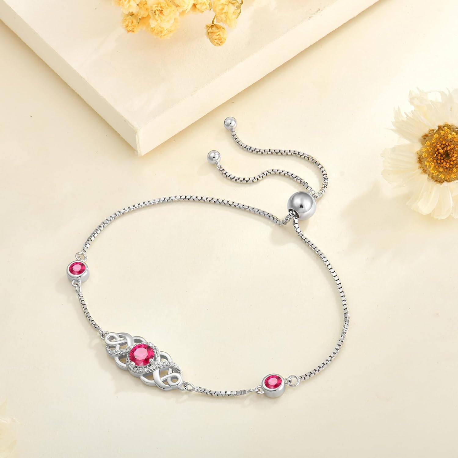 Infinity Celtic Knot Bracelet 925 Sterling Silver Birthstone Bracelet Irish Jewelry for Women - Image 4