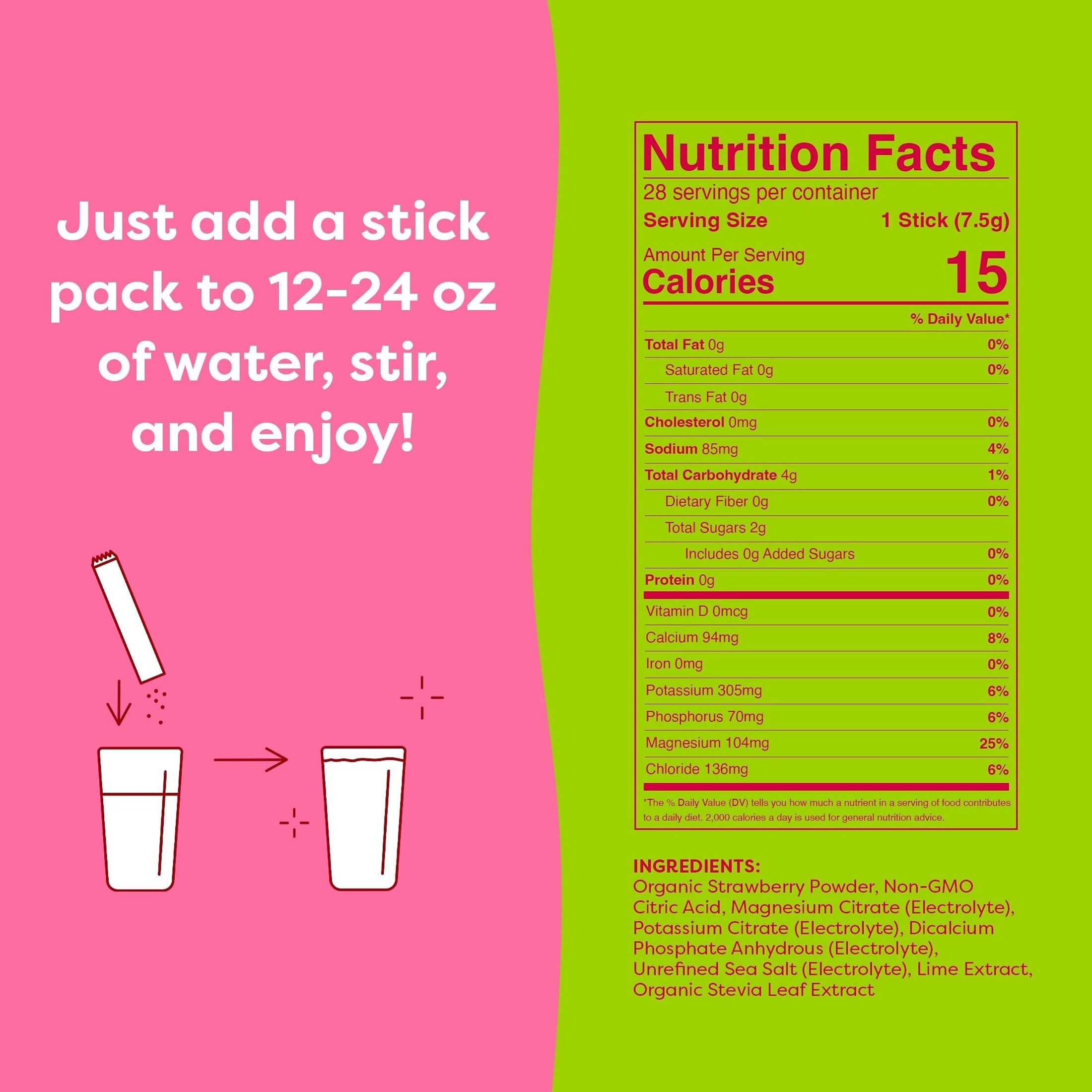 FlavCity Electrolyte Powder Packets, Strawberry Limeade, 28 Stick Packs — Amazon image 2