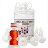 Madam Sew Semi Clear Thread Storage System, 48pc Set Includes 16 Spool Huggers, 16 Bobbin Clips, 16 Bobbin Holders – Control Thread Ends and Keep Spools Tightly Wound for Sewing Storage