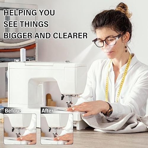 Miniatura 3 de Reading Glasses with Lights and Magnifier Bright LED Readers Lighted Magnifying Glasses for Women Men Lighted Eyeglasses Estilo1,2-Negro -,Negro