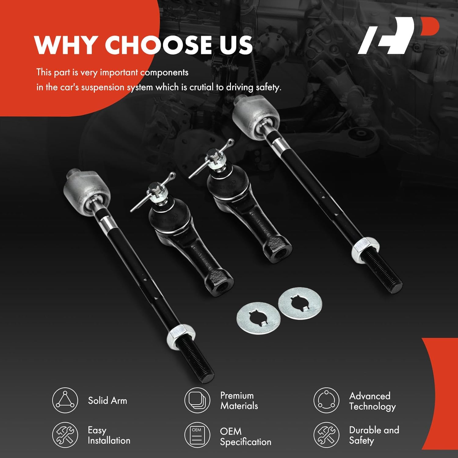 A-Premium Set of 4, Front Inner and Outer Tie Rod End Kit, Compatible with Infiniti G20 1999 2000 2001 2002