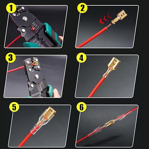 Miniatura 17 de Twidec /640pcs 2.8/4.8/0.248 in empalme rápido macho y hembra conector de pala de alambre Kit dorado con terminal de alambre Alicates de prensado
