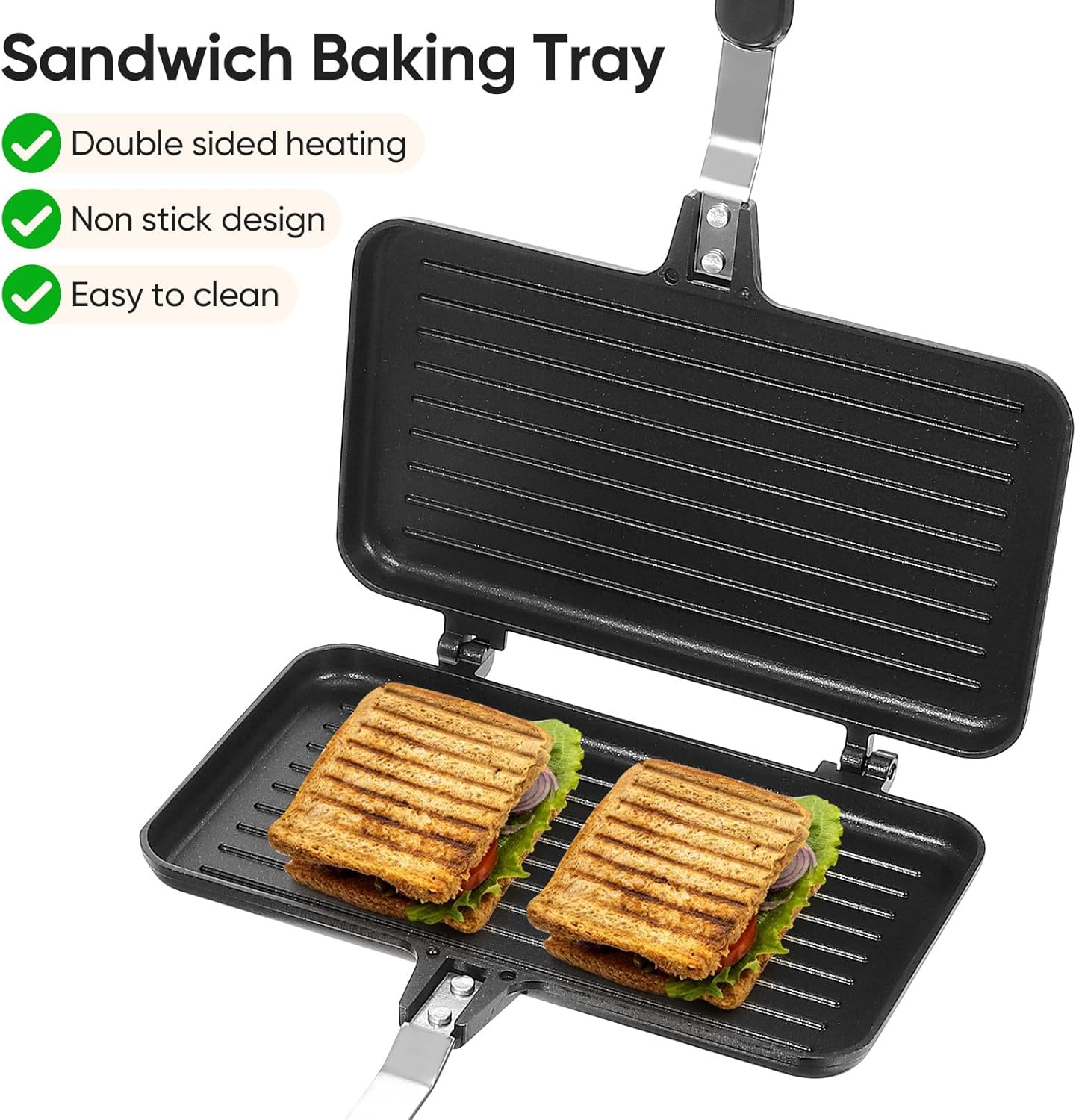 TOYANDONA Grilled Sandwich Maker, Double-sided Non-stick Sandwich Frying Pan, Aluminum Home Baking Plate for Breakfast, Kitchen Cooking Utensil