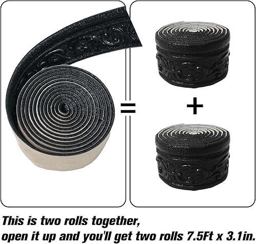 Vista 42 de WAPANE Moldura de espuma autoadhesiva de 90 x 3.1 pulgadas, borde de papel tapiz de moldura de corona, líneas de bordes de pared 3D, base de pared