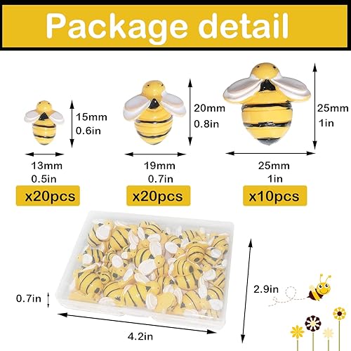 Miniatura 2 de HADDIY Pequeñas abejas artesanales, 50 piezas pequeñas de resina plástica para adornos y decoración de mesa de fiesta de cumpleaños con temática de