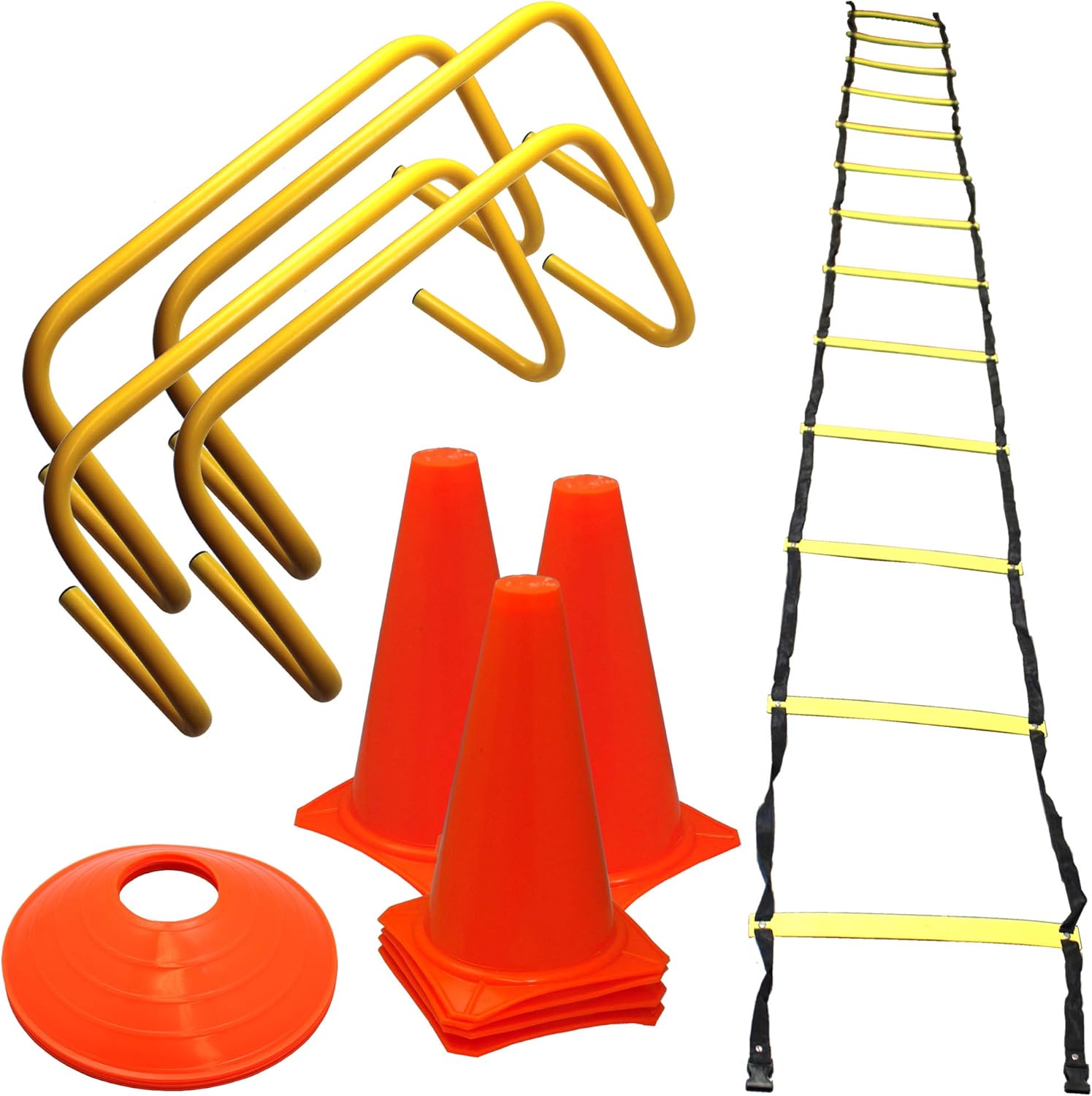 Bluedot Trading Speed & Agility Sports Equipment Training Kit, Includes Hurdlers, Ladder, 9-inch Cones, and Disc Marker Cones for Soccer, Football, Track, and More