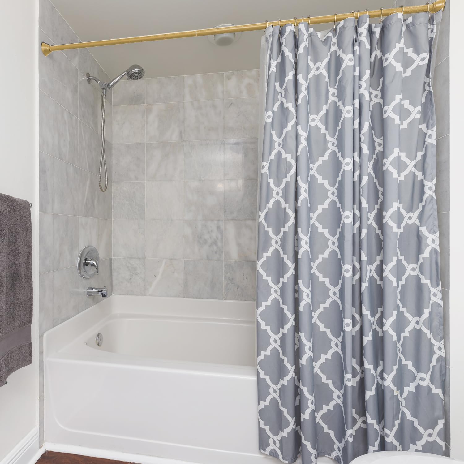 BLACK+DECKER Tension Shower Curtain Rod 42-72 Inch – Drill-Free Adjustable Curtain Rod, Rust-Resistant Stainless Steel Tension Curtain Rod for Shower, Bathroom, Window, Closet – 35 lb Capacity