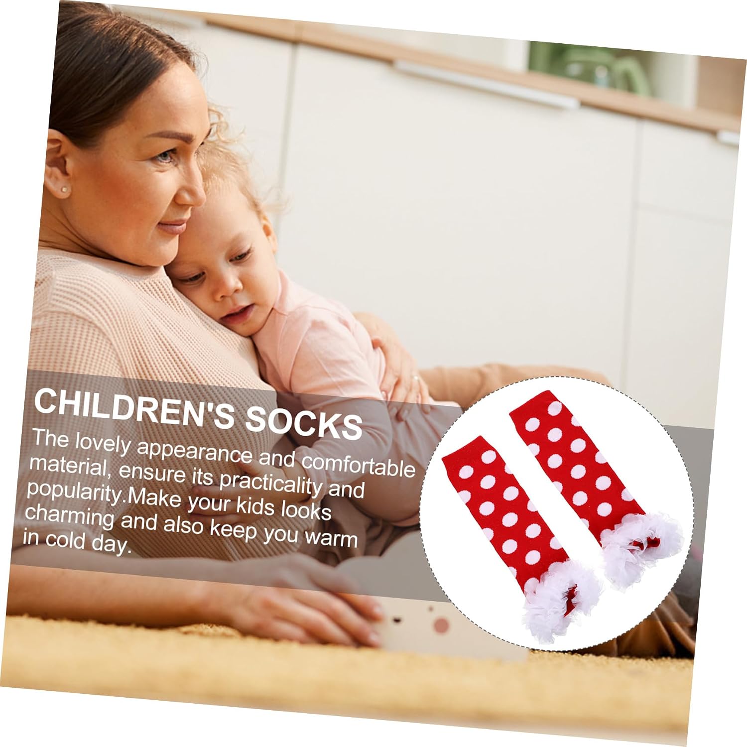 Didiseaon 1pair Cute Winter Leg Warmers for Boy Girl Soft Cotton Cuff Covers Lace Design for Indoor Outdoor Use for Toddlers and Festivals Red Dots White