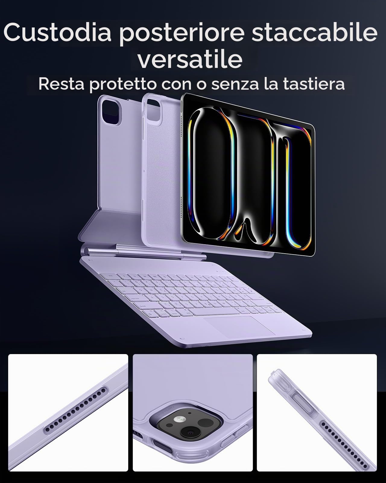 ESR Custodia per iPad Pro da 13 pollici (M5/M4, 2025/2024) con tastiera, custodia per tastiera con supporto magnetico regolabile, modalità alta/elevata, custodia protettiva rimovibile, serie Rebound | per Pro 13" M5/M4 (2025/2024), chiusura magnetica sicu