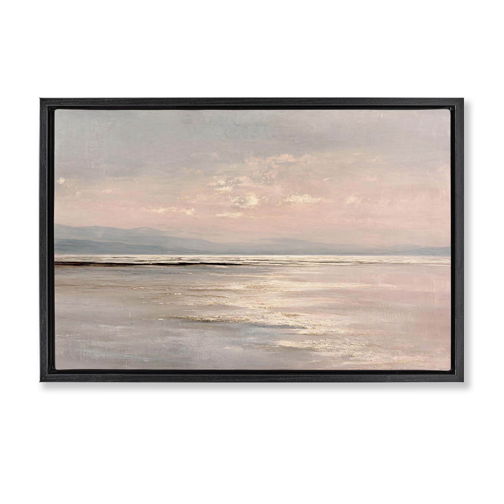 'Vast Blush Seascape'| Floating Frame Canvas Art
