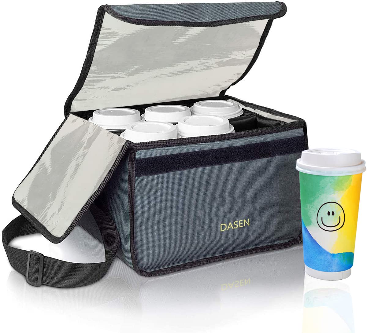6 Cups Drink Carrier for Delivery with Dividers, Food Delivery Bag