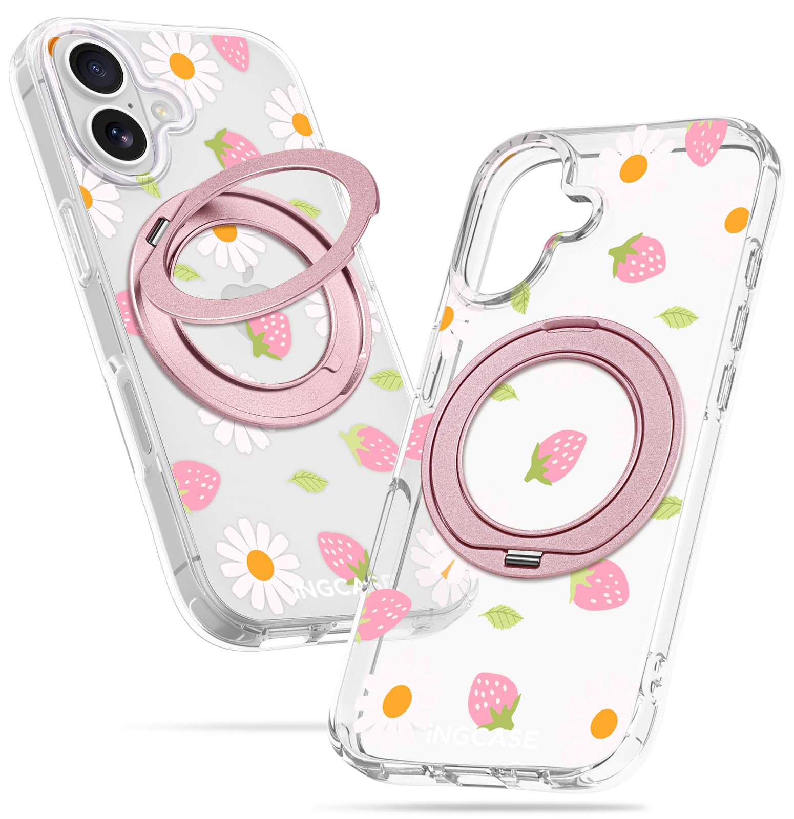 Coque iPhone 16 transparente fleurie avec support pour bureau et vidéos - 7