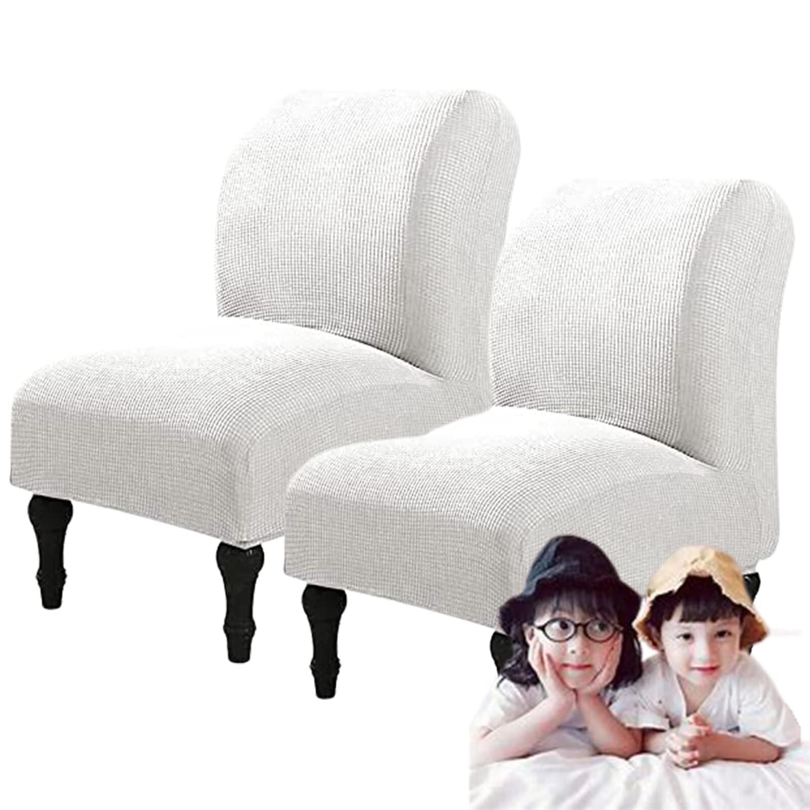 NMVAWIPT Armless Accent Chair Covers, Polyester+Spandex Stretch Slipcover, Removable Furniture Protector, For Home Hotel(54#,2pcs)