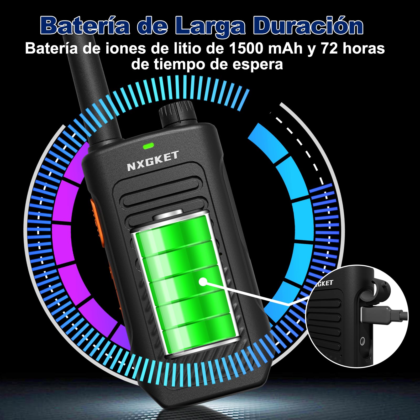 Walkie Talkies de Largo Alcance para Adultos, PMR446 Walkie Talkie Profesionale con Baterías Recargables de 1500 mAh, 16 Canales, Radio Bbidireccional para Camping, Viajes y comunicación Laboral