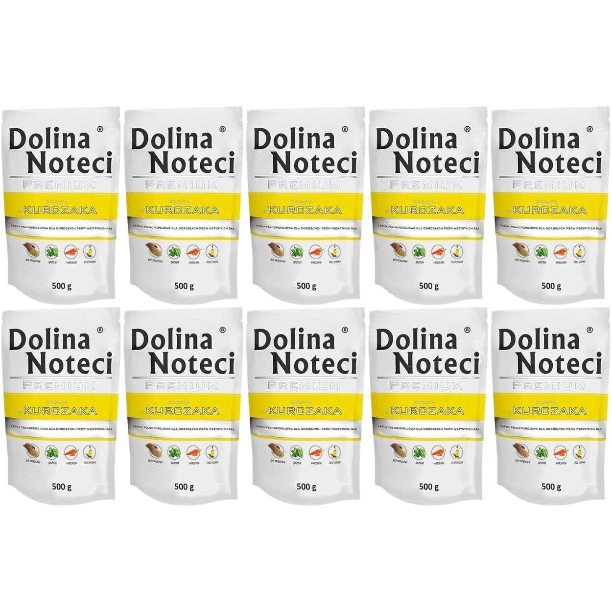Dolina Noteci Mokra karma premium dla psów, bogata w kurczaka, bezglutenowa, 10 x 500 g
