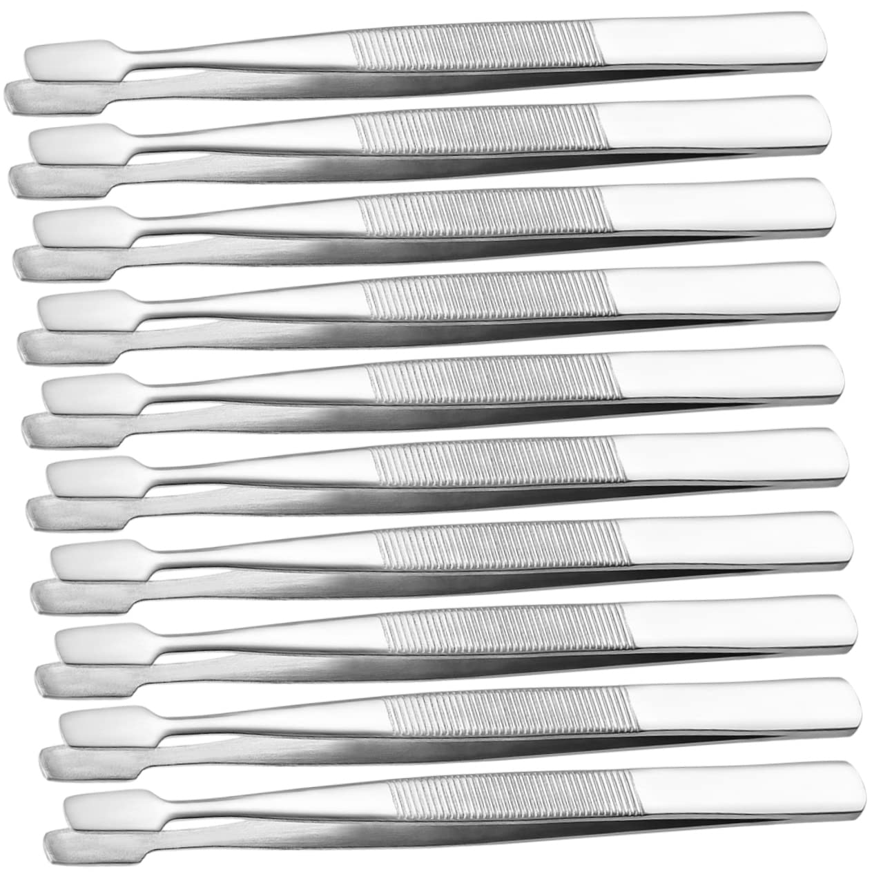 NOLITOY Collector Tool Set 10pcs Stainless Steel Tweezers Flat Head for Stamp Lash and Craft