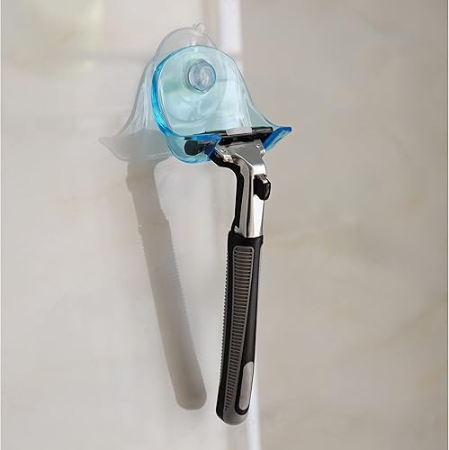 Miniatura 6 de EIKS Paquete de 2 estantes portátiles para maquinilla de afeitar con ganchos de ventosa para ducha, baño, viajes, montaje en pared, reutilizable