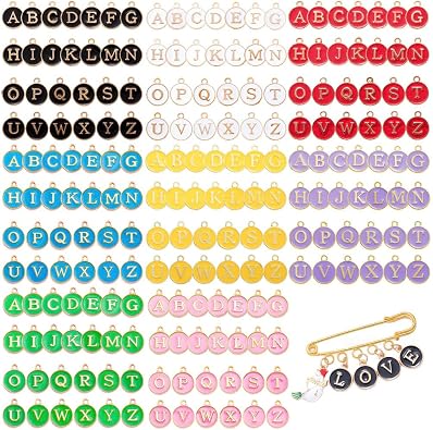 Letter Charms for Jewelry Making Mixed Alloy Enamel Initial Double Side A-Z Alphabet Pendant Letter-Charms