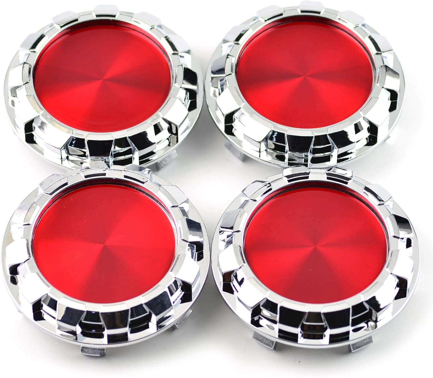 4個 外径 83mm 内径 76mm シルバー ABS樹脂センターカバーホイールカバー赤