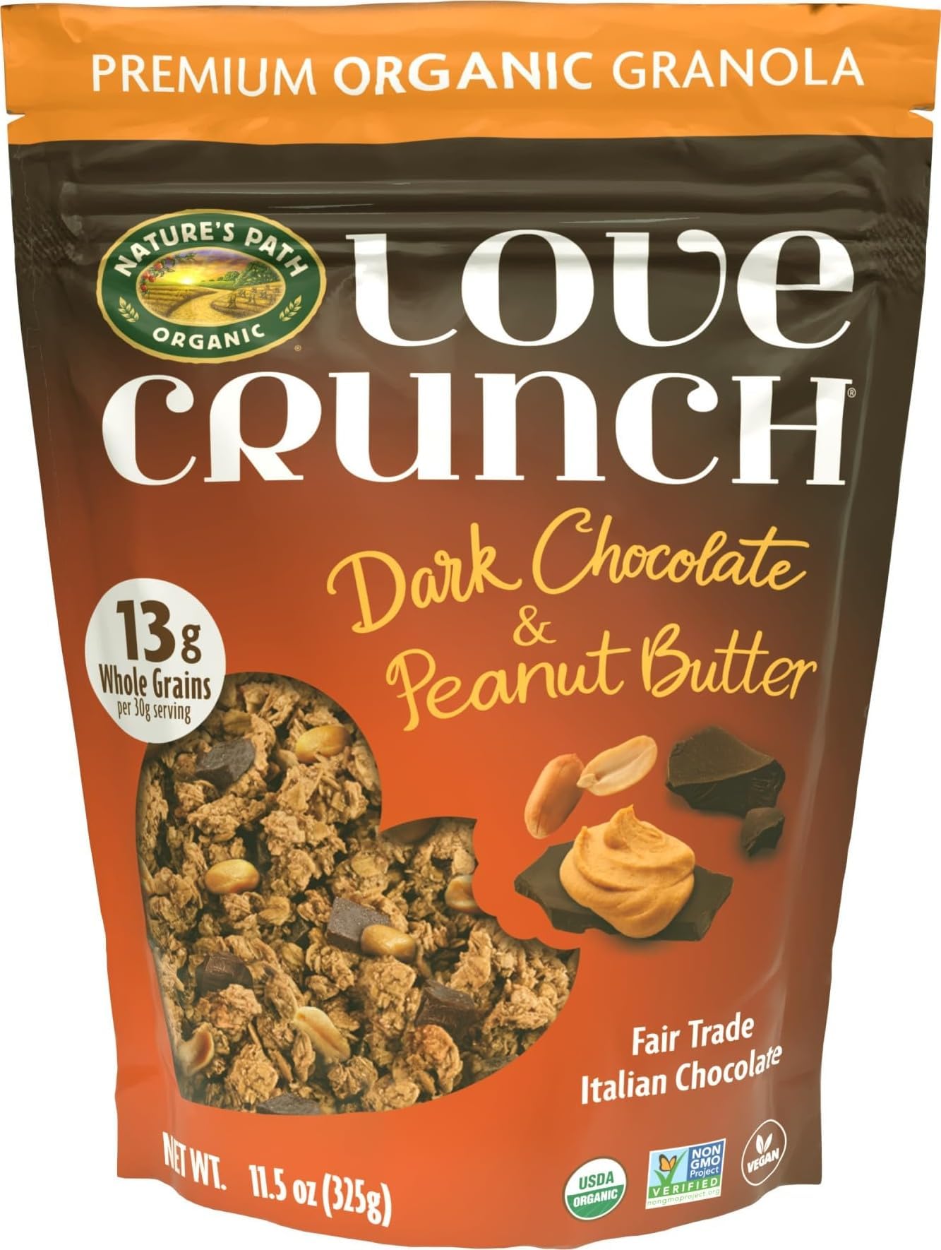 Love Crunch Dark Chocolate & Peanut Butter Granola, 11.5 oz (Pack of 1)