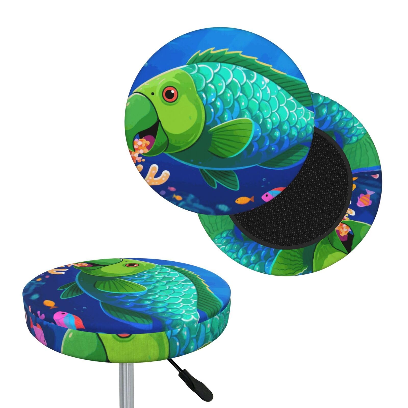FekiLoot Color Fish Round Bar Stool Covers Stretch Washable Bar Stool Covers Dustproof Slipcover Bar Chair Covers with Elastic Band for Bar Kitchen Living Room Decor 14 Inch