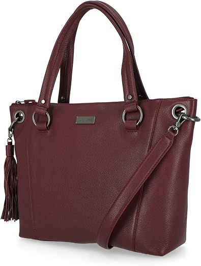 Harley-Davidson Womens Classic Leather Satchel Adjustable Shoulder Bag - Red