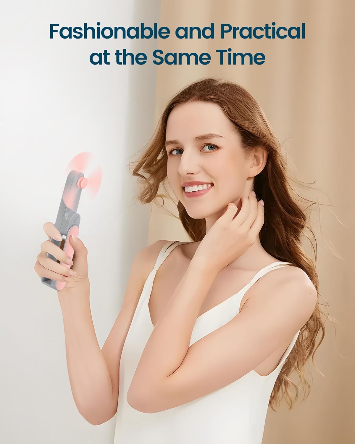 3 Pcs Handheld Mini Fan Bulk, 360°Rotate Powerful Portable Personal Fan [8-17 Working Hours], Foldable USB Rechargeable Battery Operated Eyelash Fans, Small Pocket Fans for Women Men Travel Outdoor