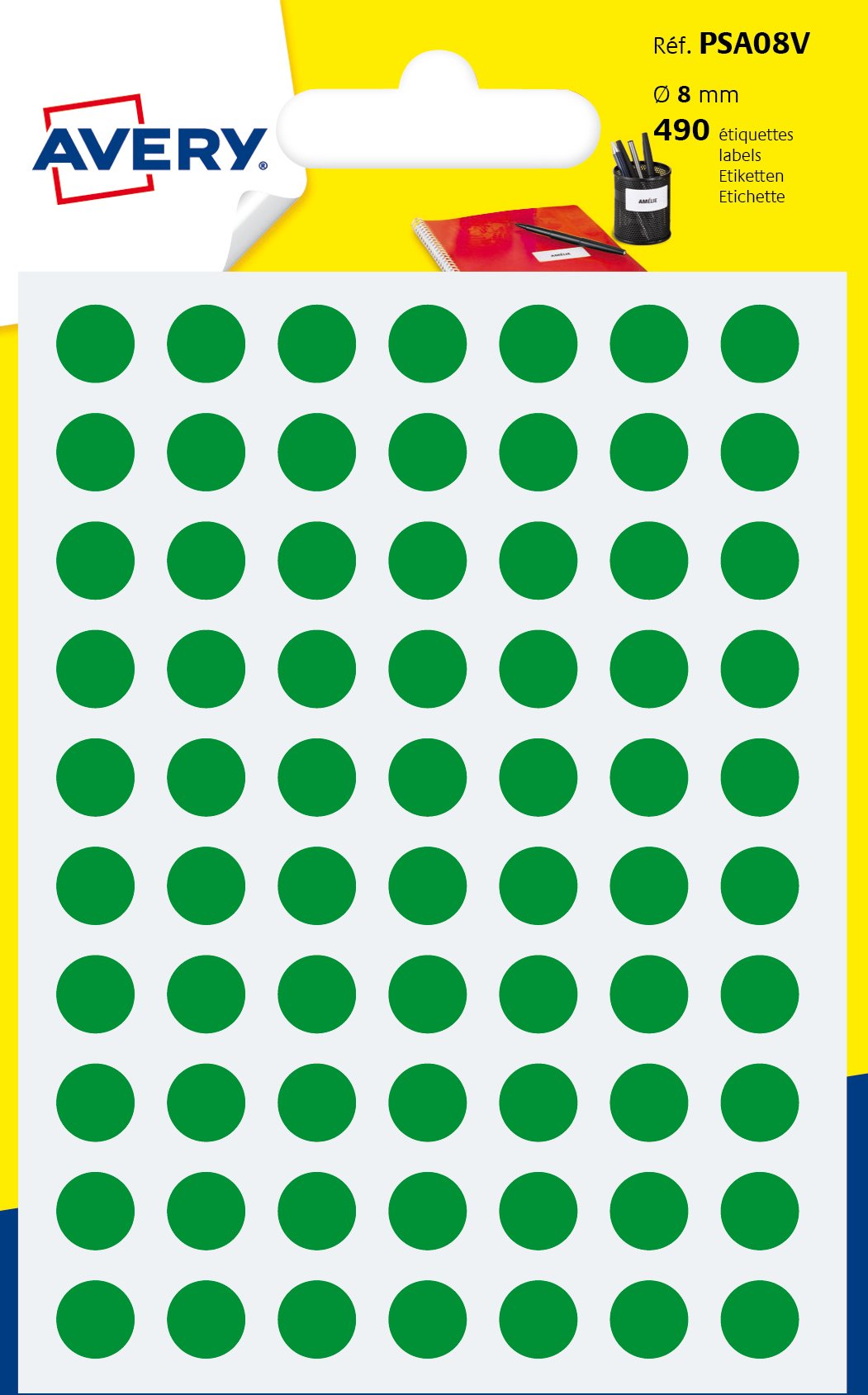 Avery Italia PSA08V Etichette Adesive Rotonde, A6, Verde