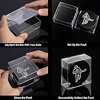 Vista 3 de Cajas de exhibición de disco de hockey cuadrado cubo, soporte de 6 unidades, cajas de exhibición transparentes de disco de hockey a presión de 2