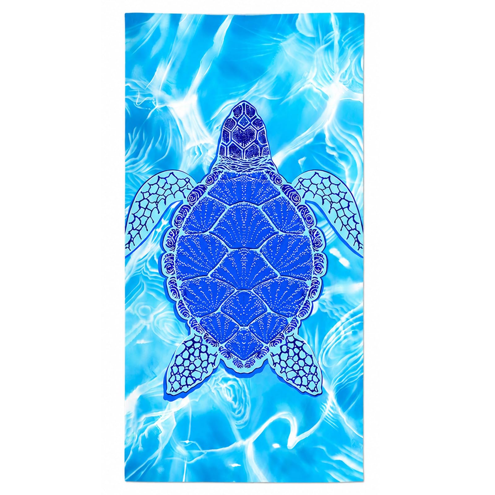 ZERVANE Microfibre Beach Towel 180x90 cm Extra Large, Quick Dry Sand Free Lightweight Absorbent Towel for Adults, Double Sided Print Reusable Soft Towels for Pool Gym Camping Travel (1, Blue Turtle)