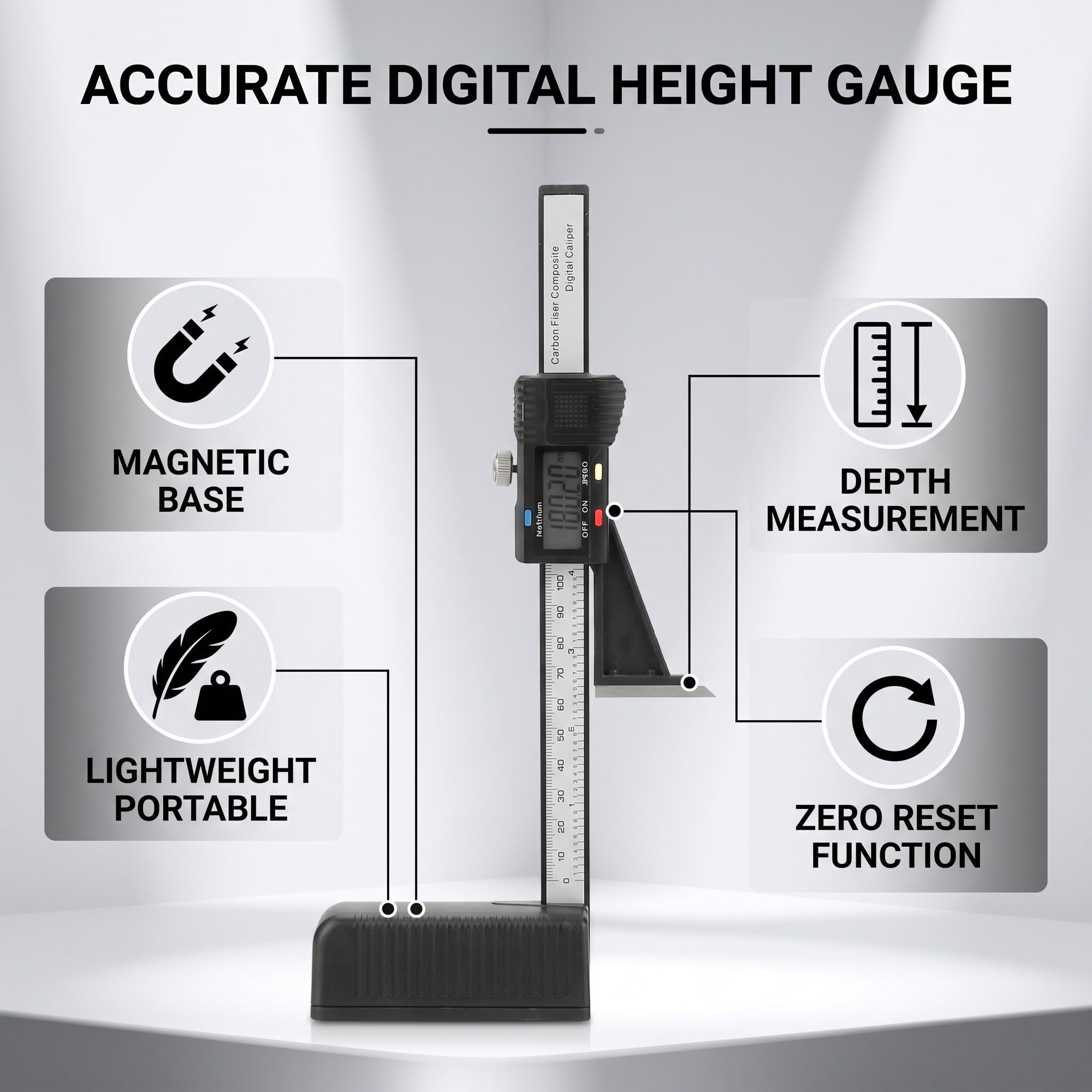Truschino Digitale Calibro di Altezza 0-150mm Magnetico Elettronico con Carburo Scriber