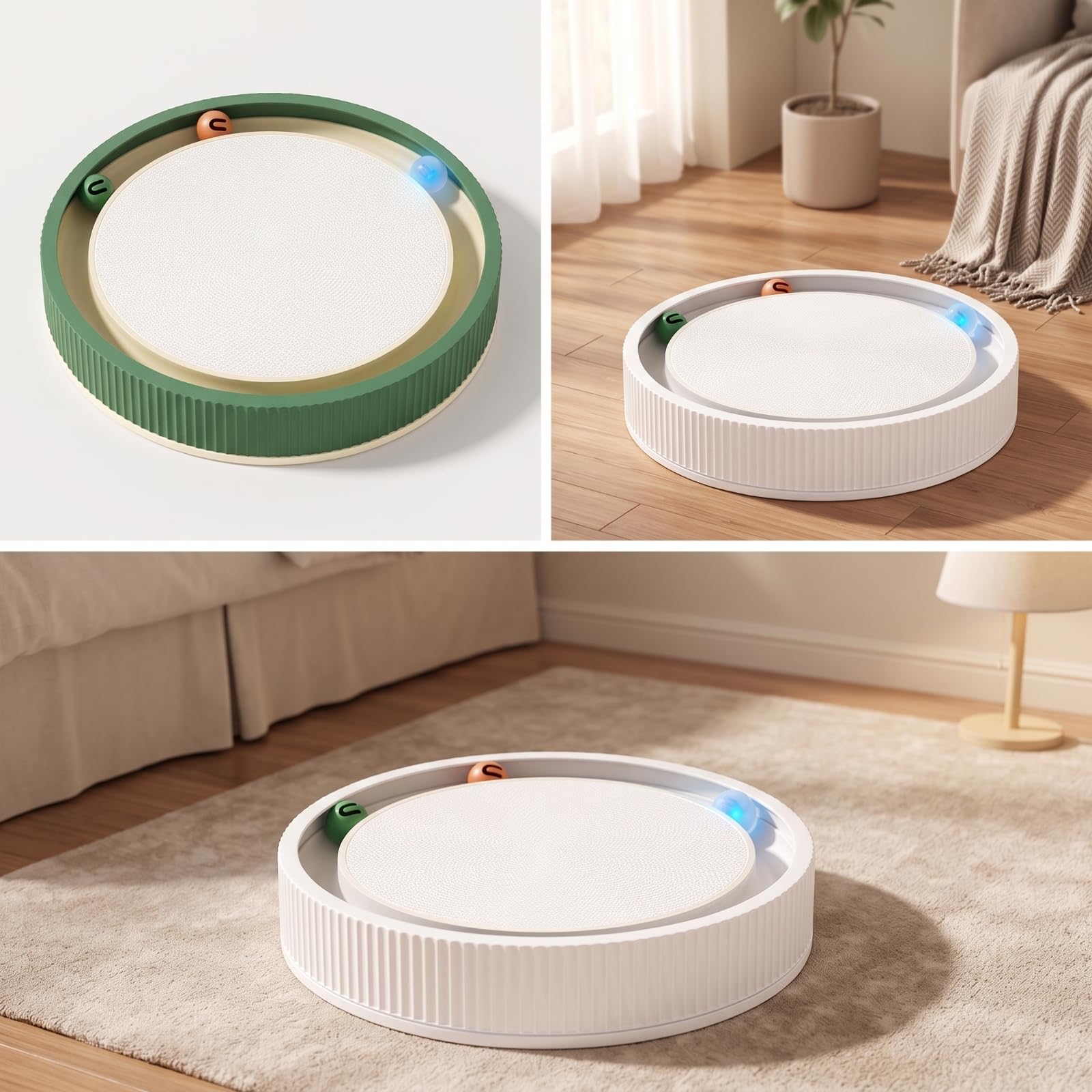 Jouet pour Chat avec Balles Mobiles, Blanc Perlé