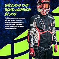 Vista 6 de HWK Chaqueta de motocicleta para hombres y mujeres Scorpion con tela Cordura para enduro, motocross, conducción de motocicleta, Rojo, Grande