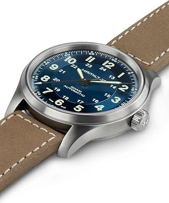 Hamilton H70545540 Men's Wristwatch, Khaki, Field Titanium, Auto, 1.7 inches 42 mm, Analog Blue Dial