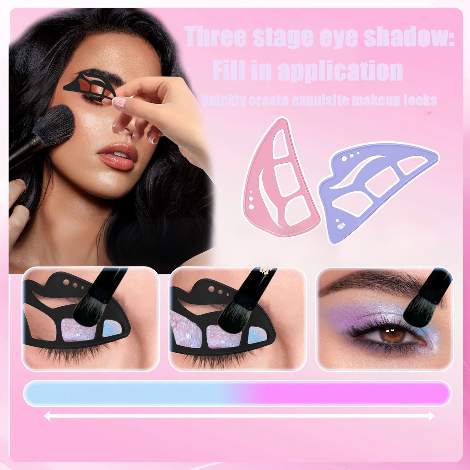 LeeneenEyetour Eyeshadow Tool,5 in 1 New Eyeshadow Assistant Aid Guide Stencils Tool,Professional & Quick Eye Makeup Tool for Women,Beginners (pink) - Image 4