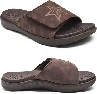 Mens Orthotic Slide Slippers with Plantar Fasciitis Arch Support Sport Sandals Size 6.5~12, Soft Cushion Adjustable